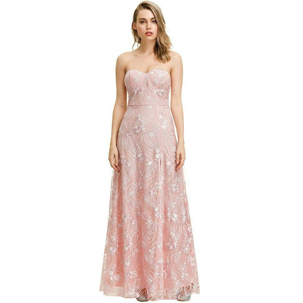 Sexy Pink Side Slit A Line Evening Gown - Gownclap