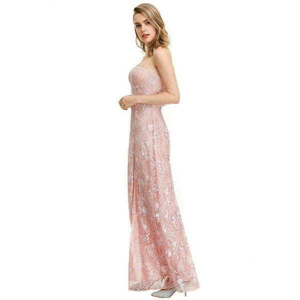 Sexy Pink Side Slit A Line Evening Gown - Gownclap