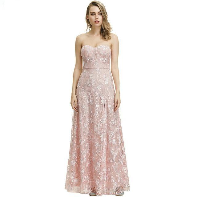 Sexy Pink Side Slit A Line Evening Gown - Gownclap