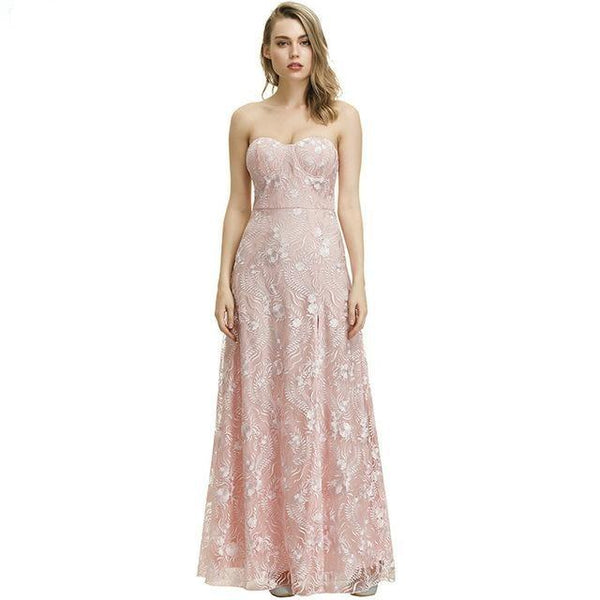 Sexy Pink Side Slit A Line Evening Gown - Gownclap